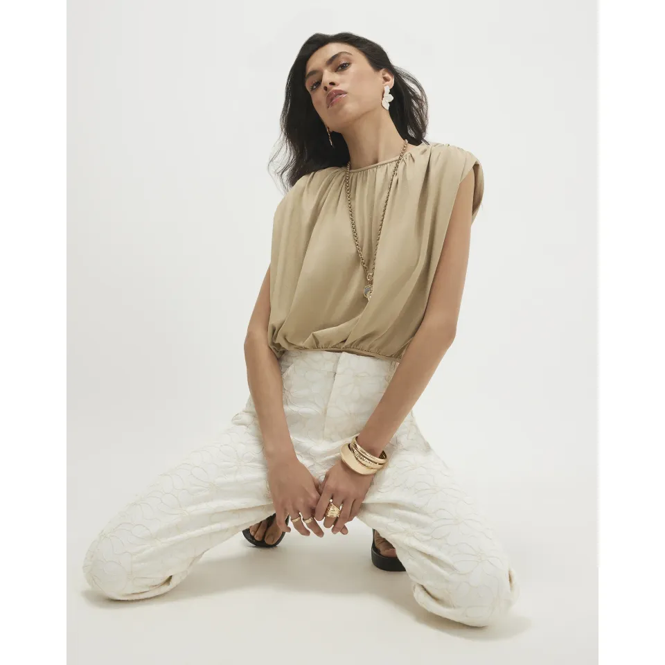 Cotton Bubble Hem T-Shirt