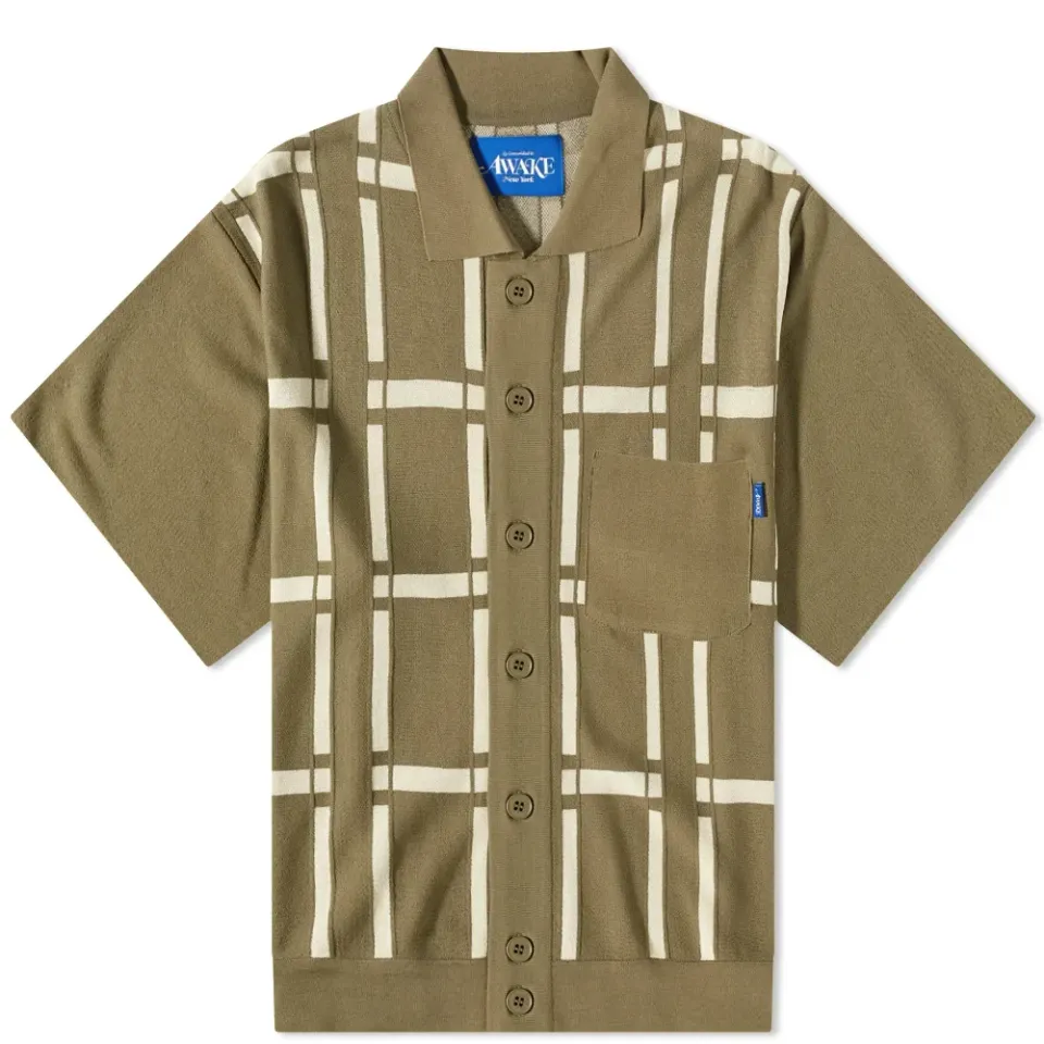 Windowpane Short Sleeve Cardigan