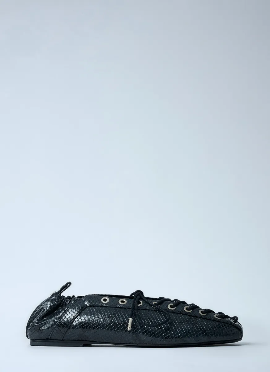 Eyelet Lace-Up Ballerina Flats