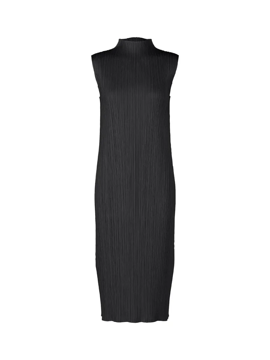 Pleats Please High-Neck Dress Black