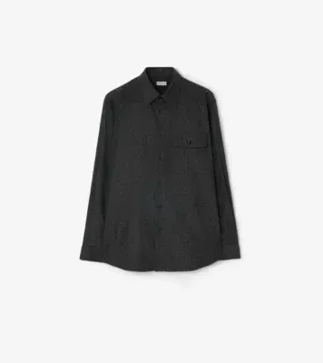 Wool Cashmere Overshirt in Lead grey melange