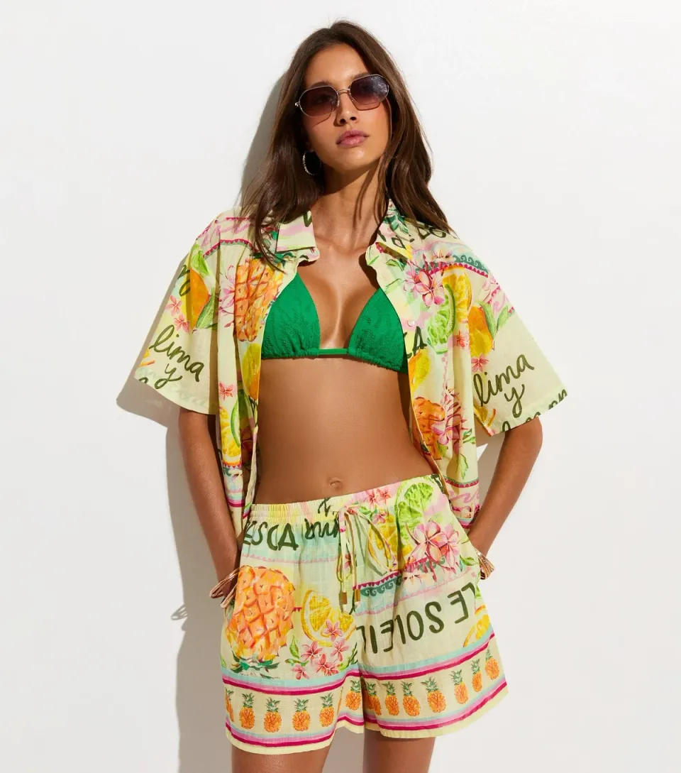 Women's Multicoloured Printed Drawstring Waist Shorts