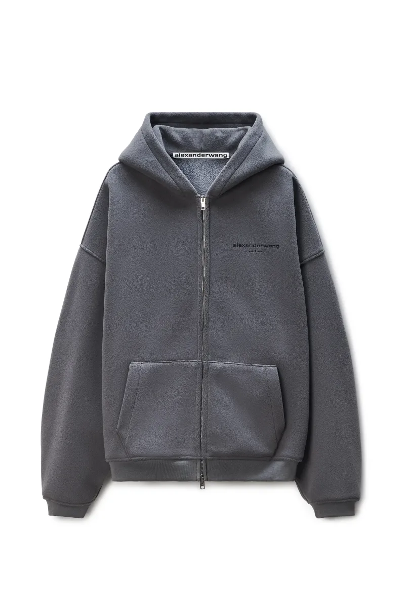 Grey Fleece Zip Hoodie