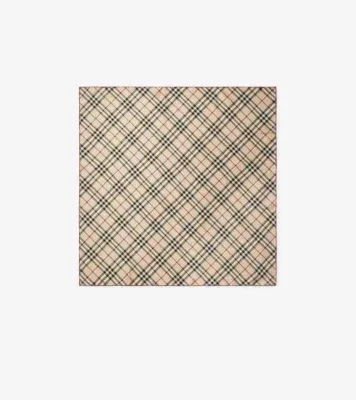 Check Silk Scarf in Stone beige