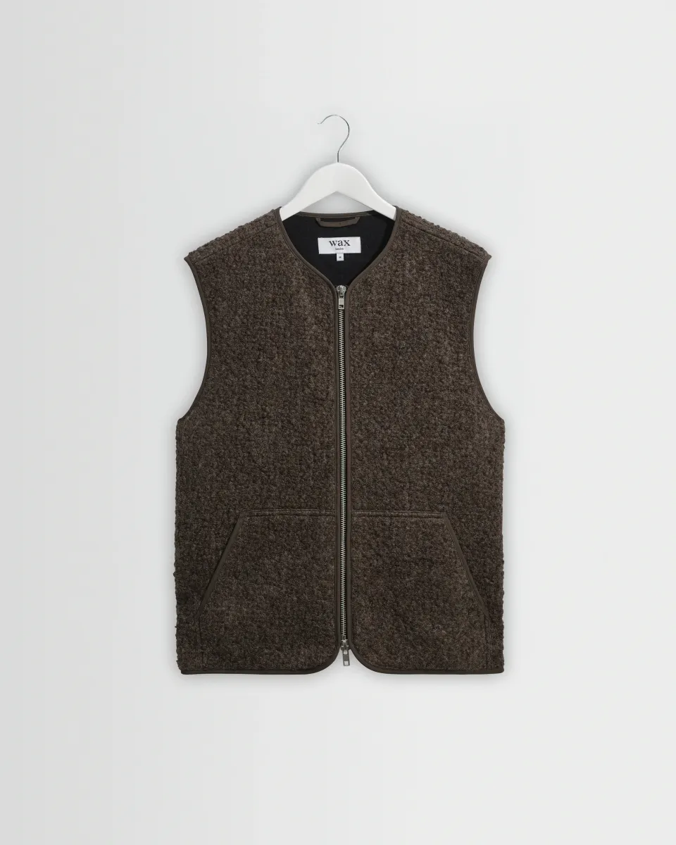 Ossian - Dusty Brown Boucle Wool Gilet