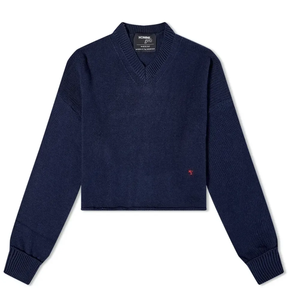 Cropped V Neck Knit