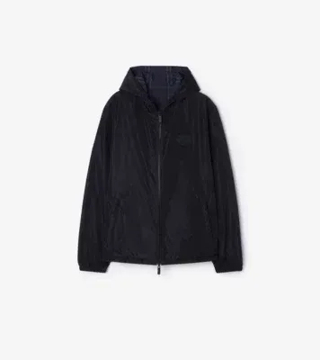 Reversible Check Newport Hooded Jacket in Dark ink blue
