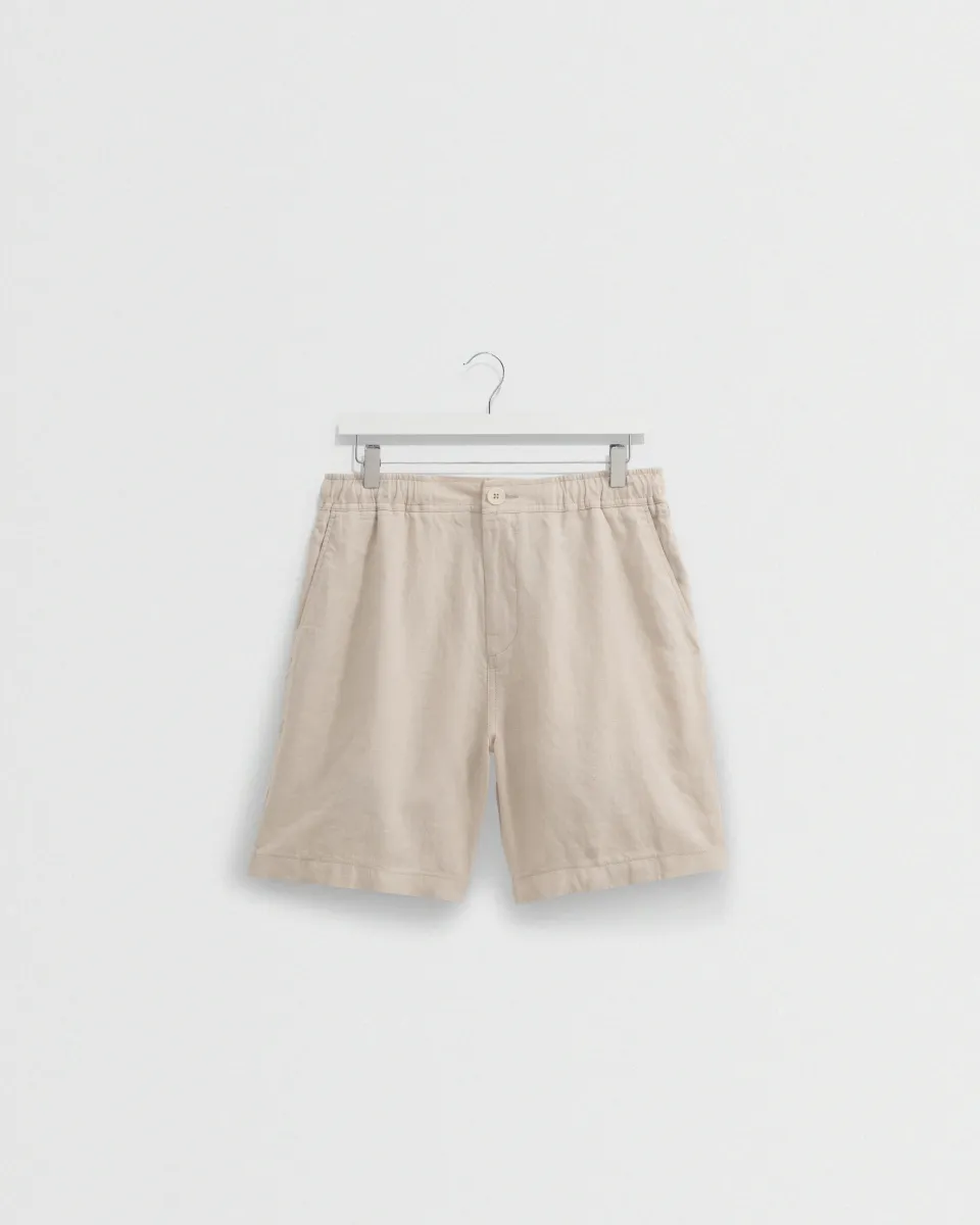 Kurt - Beige Washed Linen Shorts