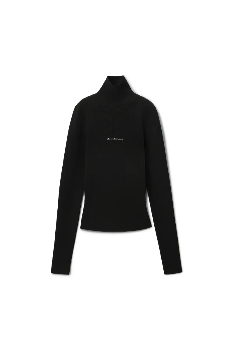 TEXTURED LOGO TURTLENECK