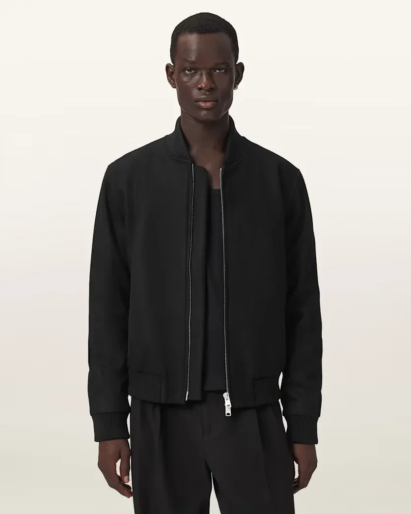 Deceit Textured Wool Blend Bomber Jacket