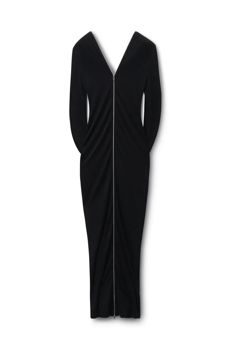 Zippered Sleeve Maxi Dress in Jersey