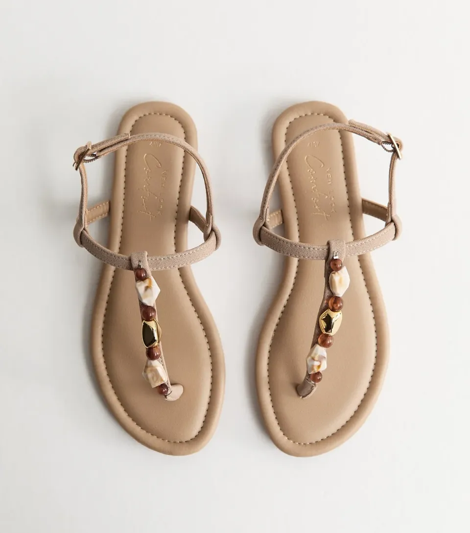 Women's Stone Faux Suede Embellished Strap Sandals Vegan