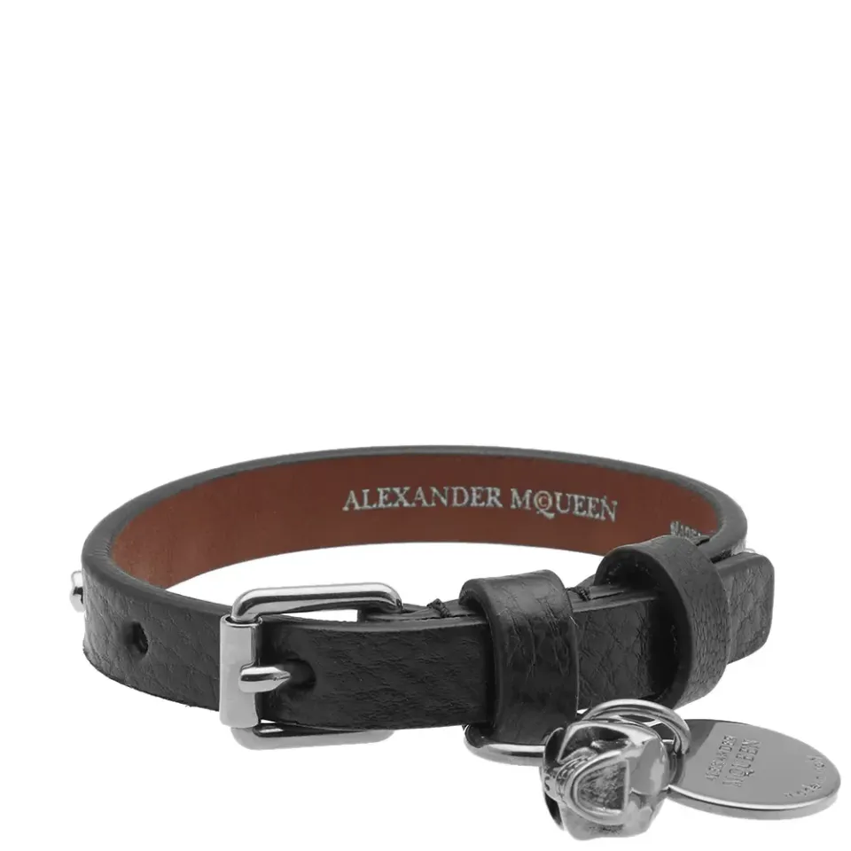 Studded Leather Skull Bracelet