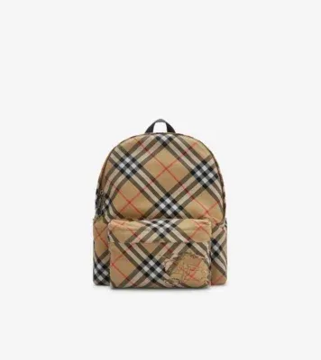 Small Check Backpack in Sand beige