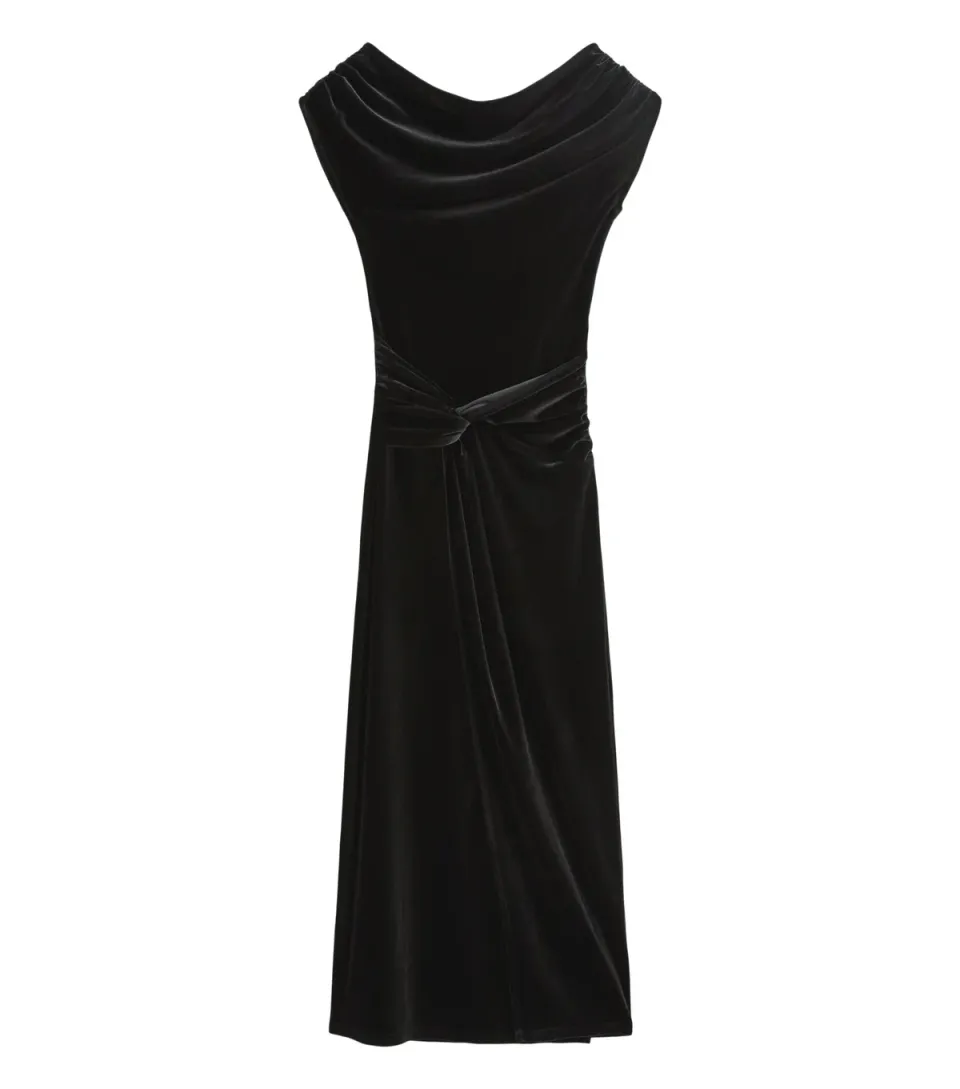 Women's Black Velvet Off Shoulder Dress