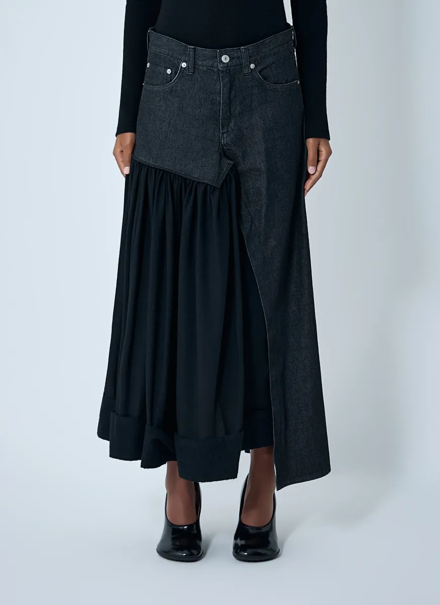 Cut-Off Combination Midi Skirt