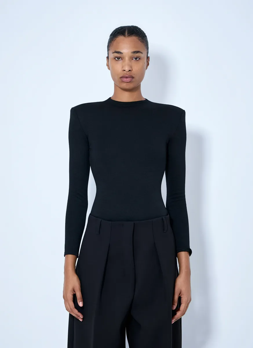 Wool Bodysuit with Long Sleeves