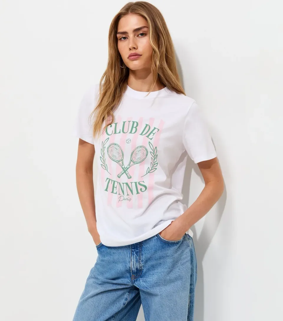 Women's White Club De Tennis Relaxed T-Shirt