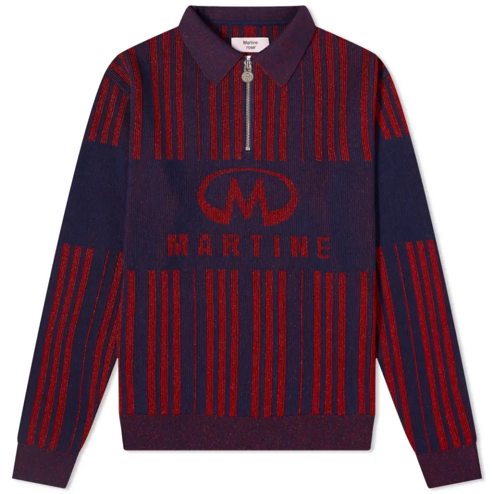 Stripe Logo Half Zip Knit