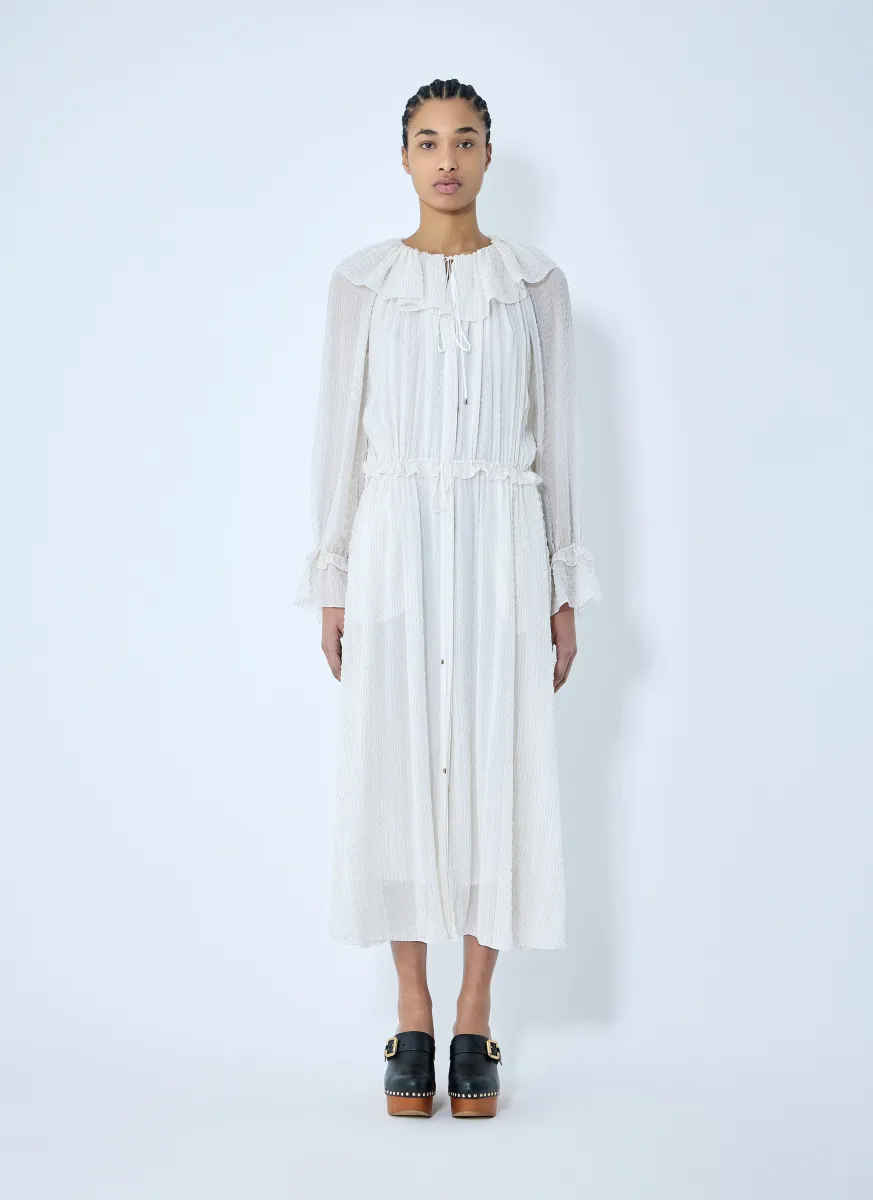 Gathered Silk Dress