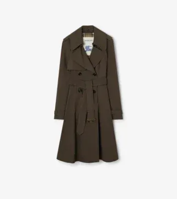 Long Gabardine Pembury Trench Coat in Estuary brown