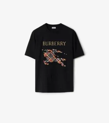 Cross Stitch Knight Cotton T-shirt in Black