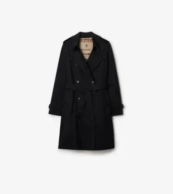 Mid-length Kensington Heritage Trench Coat in Black - Women, Cotton Gabardine
