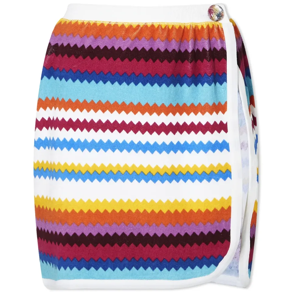 Towelling Stripe Mini Skirt