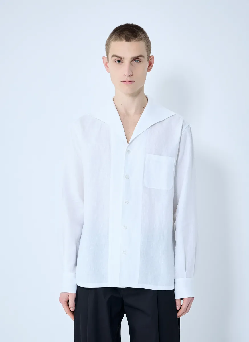 Linen Spread Collar Shirt