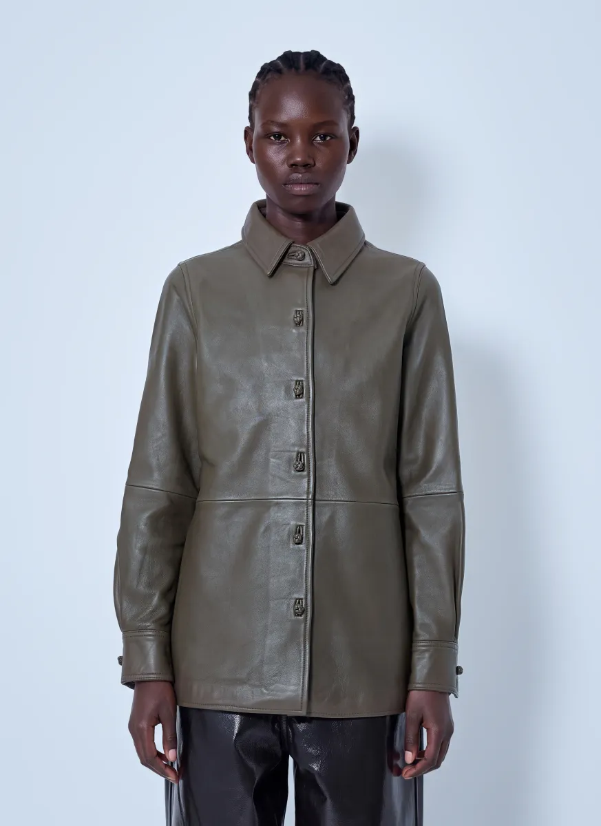 Leather Pankou Closure Overshirt