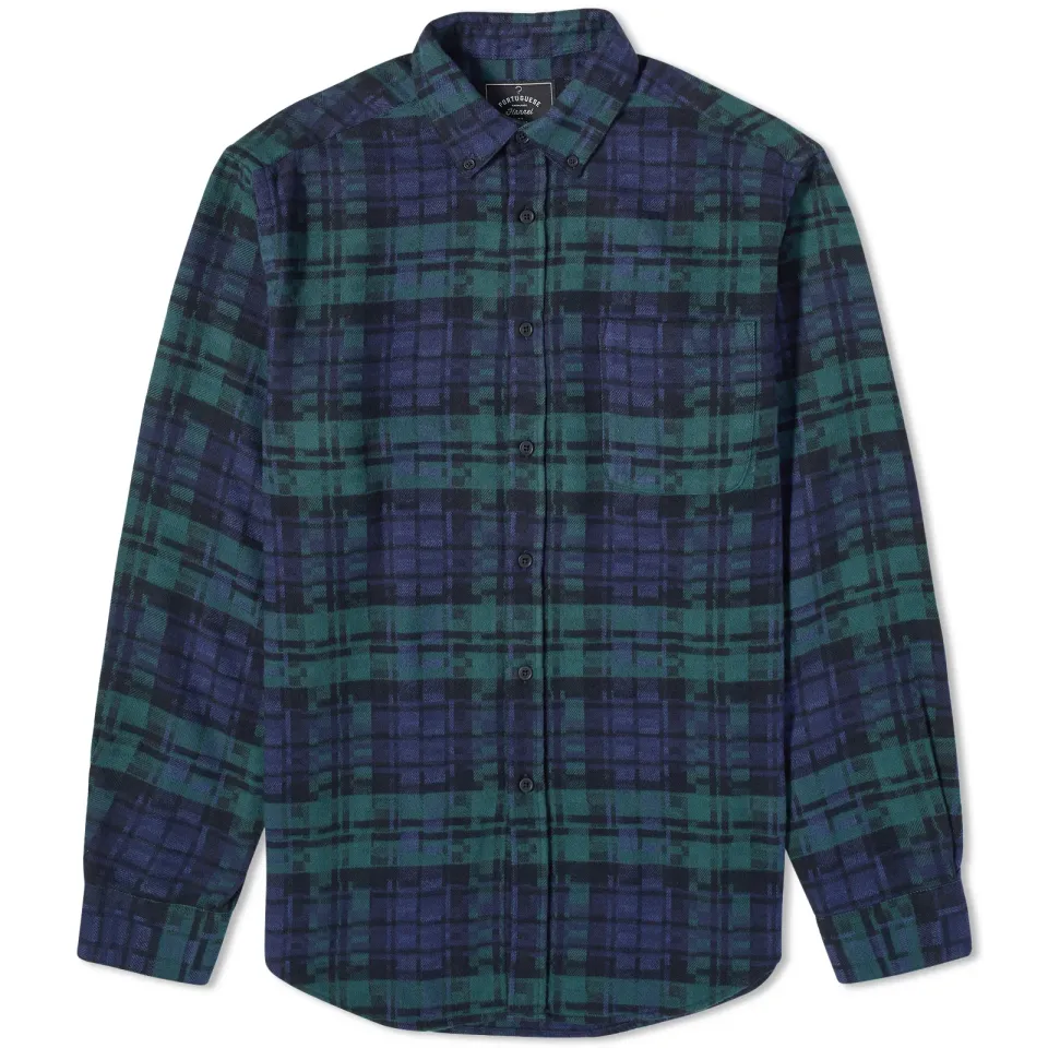 Abstract Black Watch Button Down Check Sh