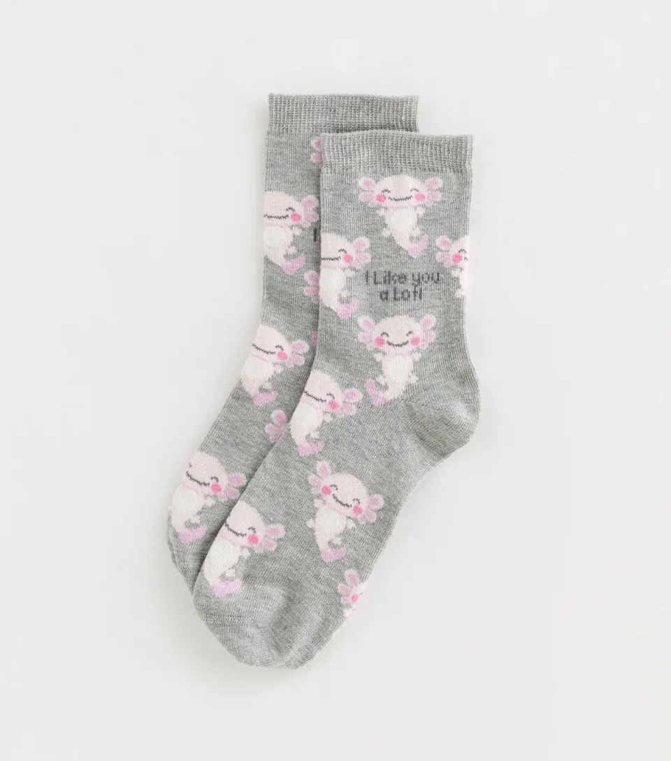 Grey 'I like you a lotl' Socks