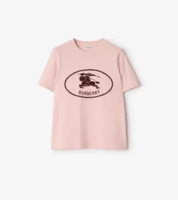 Knight Stamp Cotton T-shirt in Bouquet pink