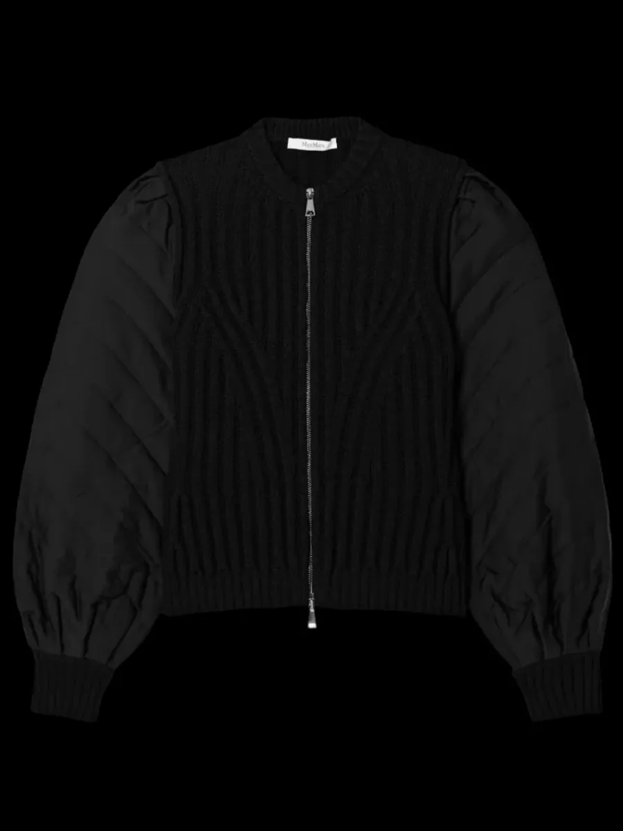 Ribbed Wool Torre Cardigan Black