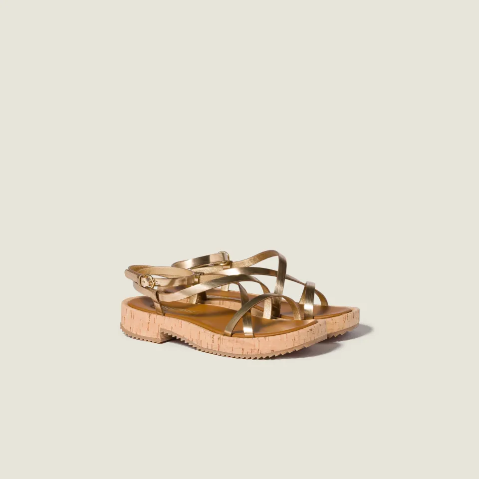 Metallic leather sandals