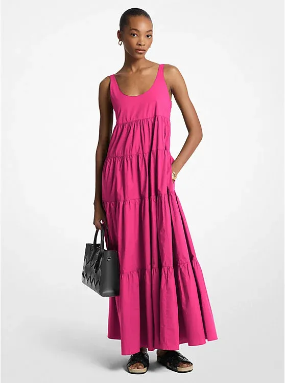 Stretch Cotton Tiered Dress