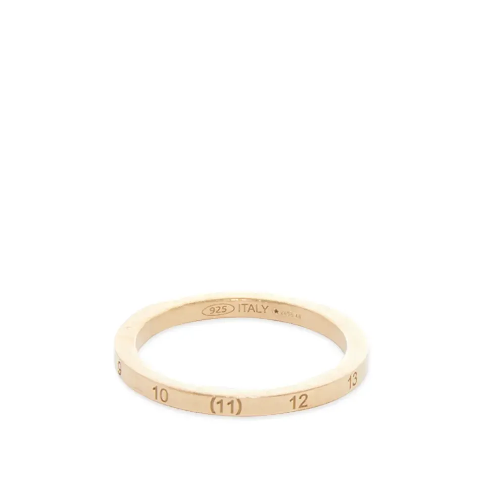 Embossed Number Logo Slim Band Ring