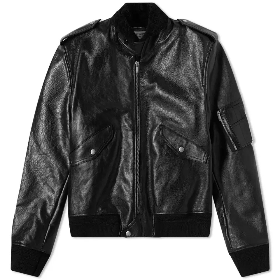 Leather Shearling Bomber Jacket