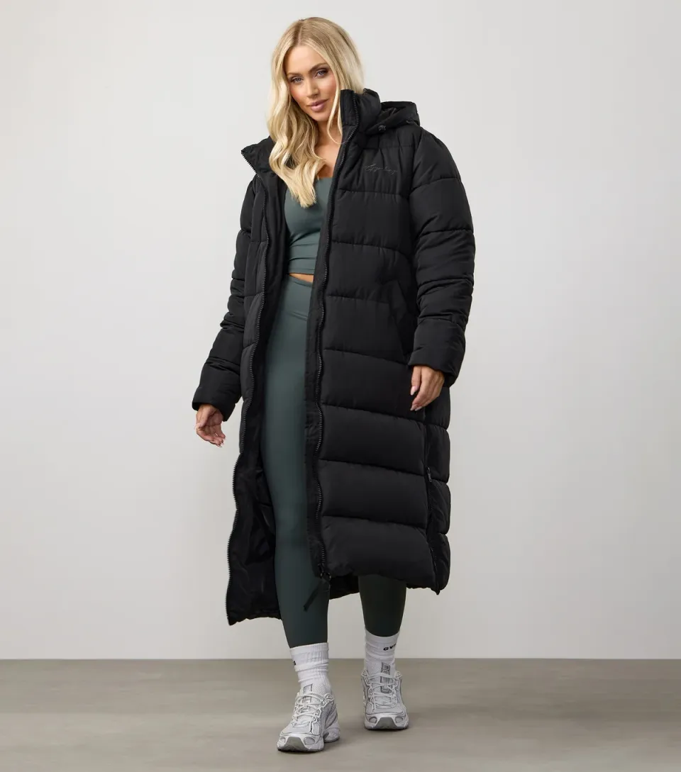 Women's Black Longline Puffer Jacket
