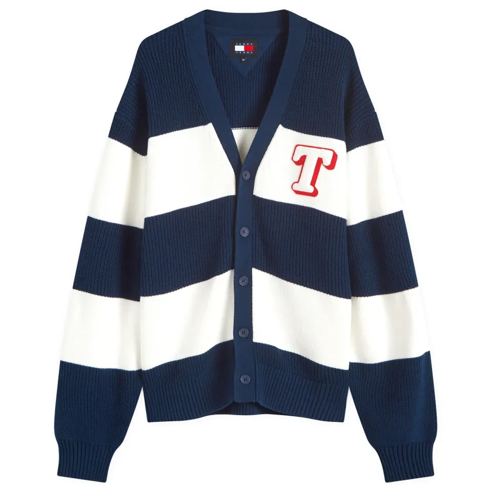 Single Letter Texture Stripe Cardigan