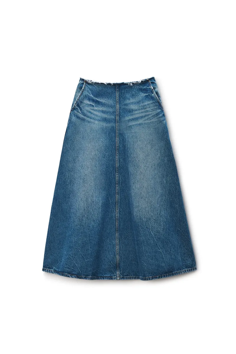 A-Line Denim Skirt Midi