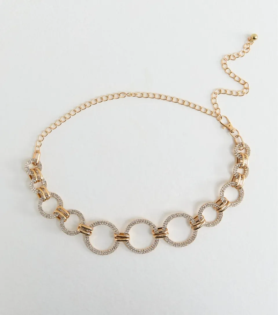 Gold Diamante Embellished Circle Belt