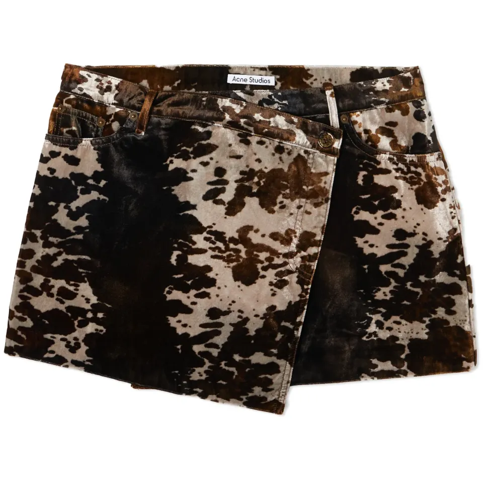 Irinna Cow Velvet Mini Skirt
