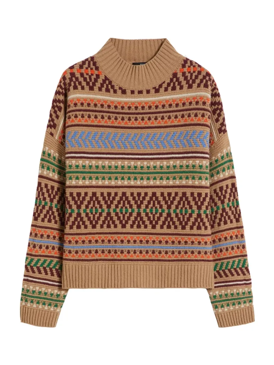 Wool Jacquard Jumper Camel