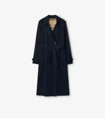Long Waterloo Heritage Trench Coat in Coal blue - Women, Cotton Gabardine