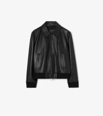 Leather Bloomsbury Harrington Jacket in Black