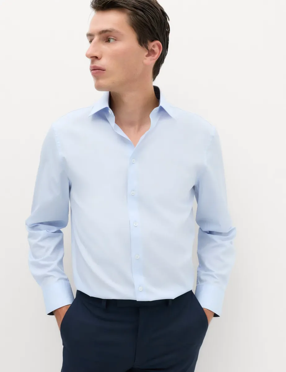 Regular Fit Easy Iron Cotton Blend Shirt Blue Mix