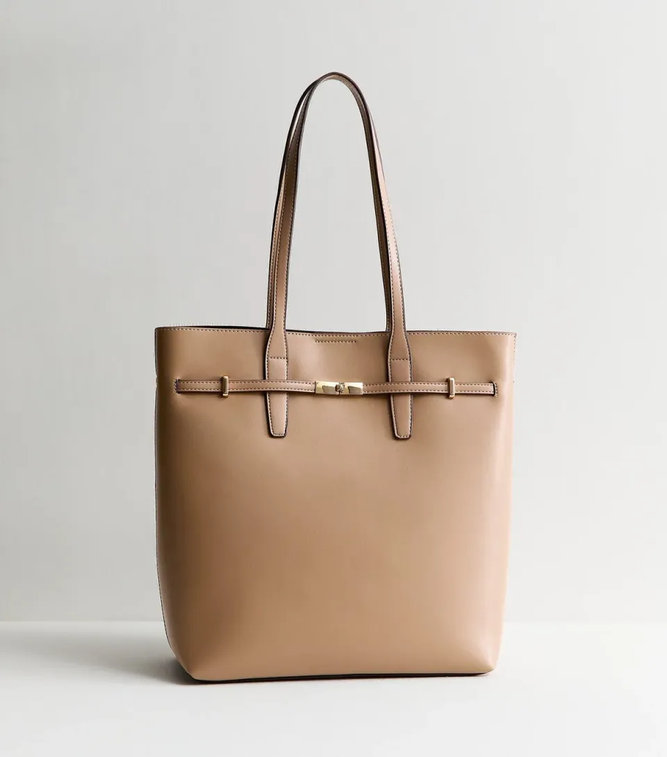 Mink Faux Leather Belted Tote Bag Vegan