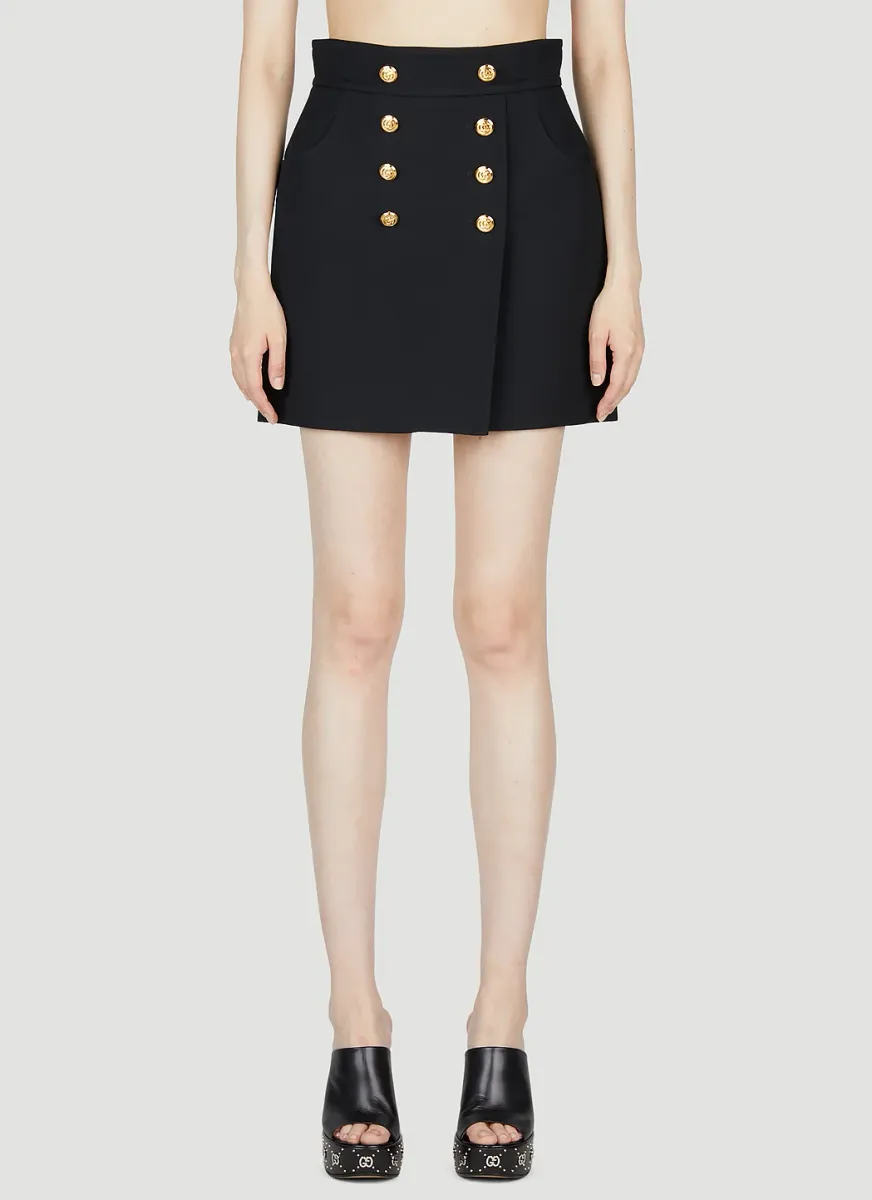 Button Front Mini Skirt