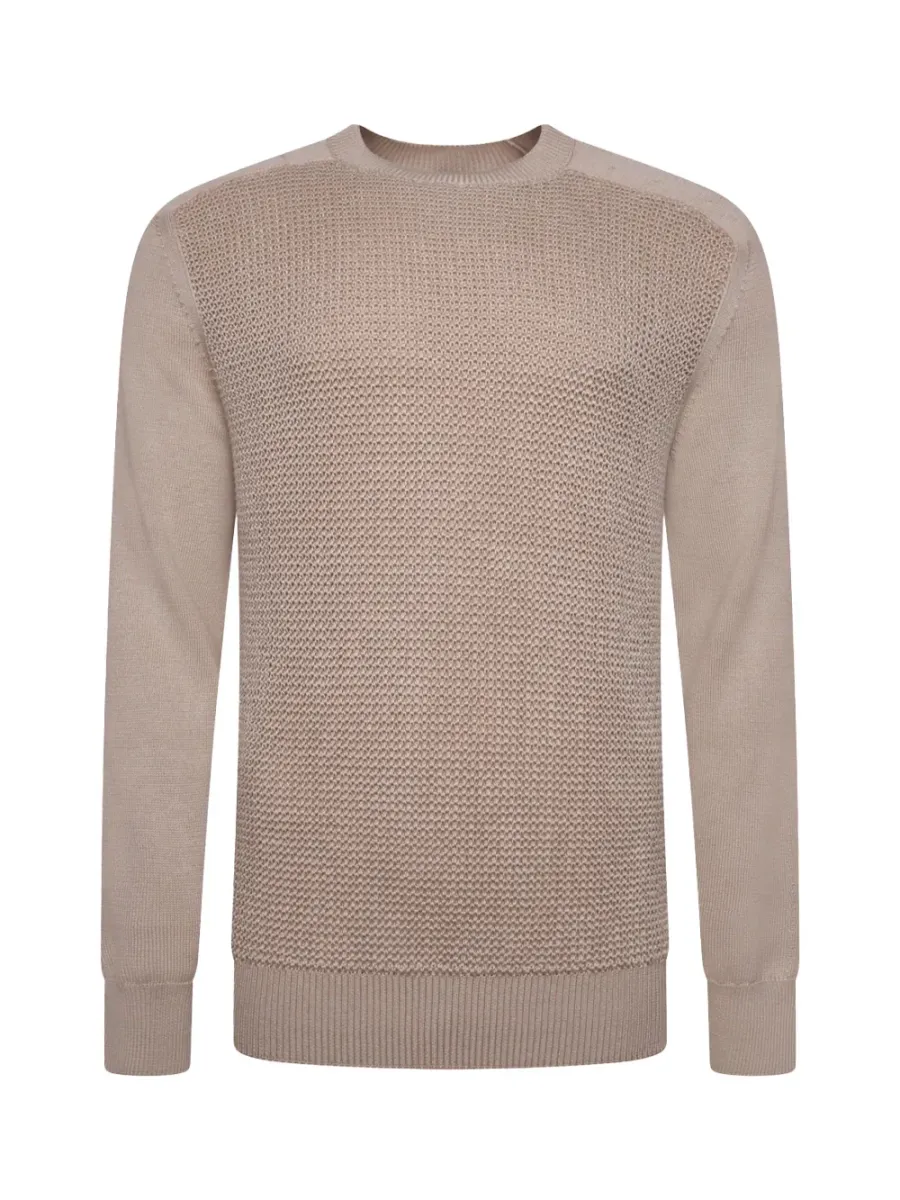Men Honeycomb-Knit Cotton-Blend Jumper Beige